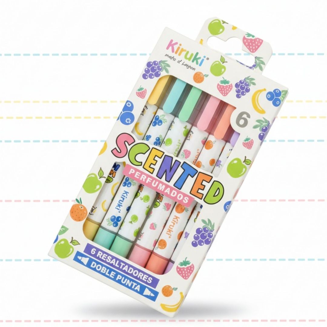 resaltadores-doble-punta-neon-perfumados-scented-kiruki-9313